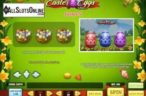 Paytable 2. Easter Eggs from Play'n Go