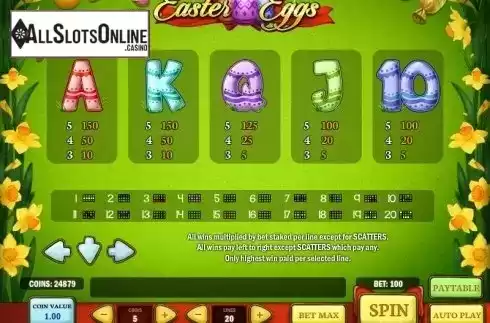 Paytable 4. Easter Eggs from Play'n Go