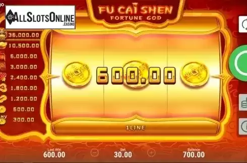 Win screen. Fu Cai Shen from Booongo