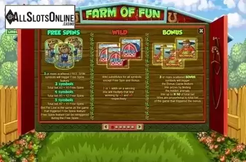 Paytable 1. Farm of Fun from Spinomenal