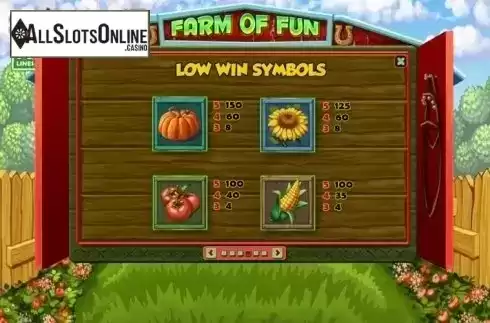 Paytable 4. Farm of Fun from Spinomenal