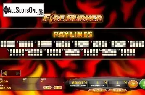 Paylines. Fire Burner from IGT