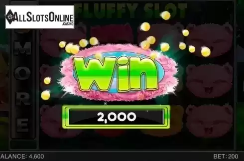 Big win screen. Fluffy Slot from Spinomenal