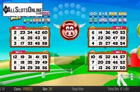 Bingo screen. Flying Pigs from Play'n Go