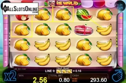 Win screen. Fruit Feast from Casino Technology
