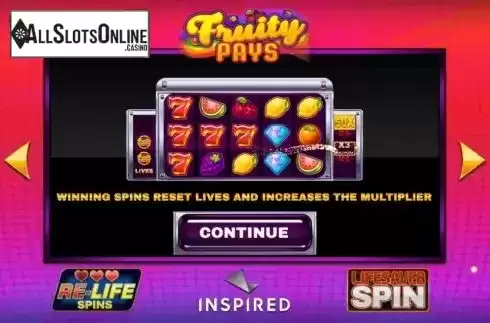 Start Screen. Fruity Pays from Inspired Gaming