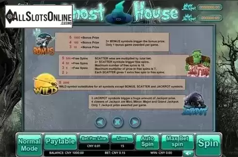 Paytable 2. Ghost House (Aiwin Games) from Aiwin Games