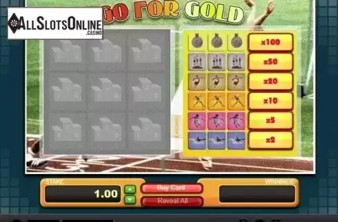 Game Screen. Go For Gold from 1X2gaming