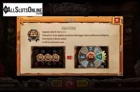 Features screen. Goblin Mine from TIDY