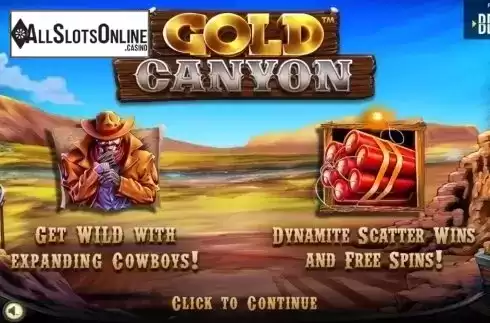 Start Screen. Gold Canyon from Betsoft