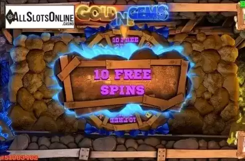 Free spins screen. Gold and Gems from Concept Gaming