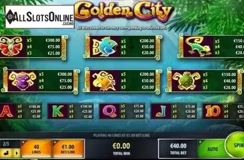 Paytable. Golden City (IGT) from IGT