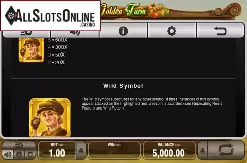 Paytable 3. Golden Farm from Push Gaming