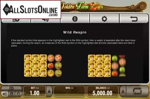 Paytable 5. Golden Farm from Push Gaming