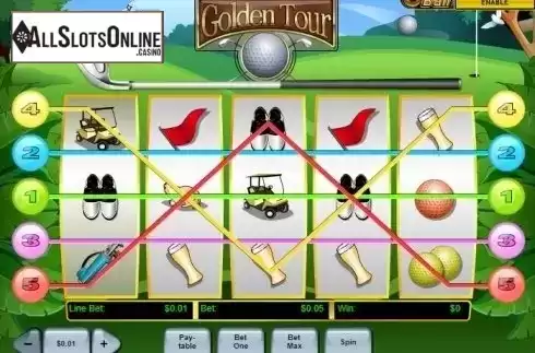 Game Workflow screen. Golden Tour from Playtech