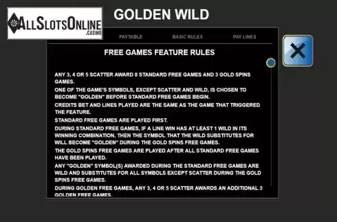 Paytable 1. Golden Wild (Leander Games) from Leander Games