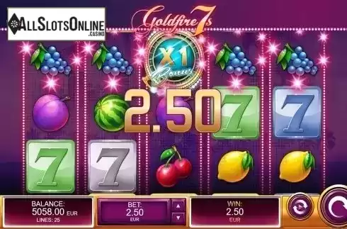 5 of a kind win screen. Goldfire 7s from Kalamba Games