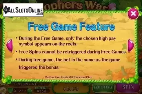 Free Spins. Gophers War from CQ9Gaming