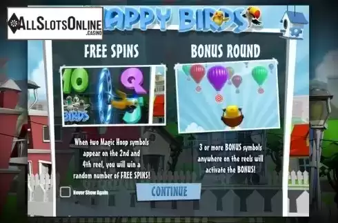 Game features. Happy Birds from iSoftBet