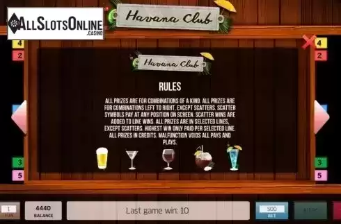 Rules. Havana Club from InBet Games