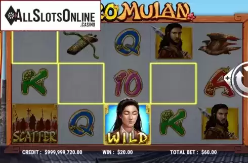 Win Screen. Hero Mulan from Slot Factory
