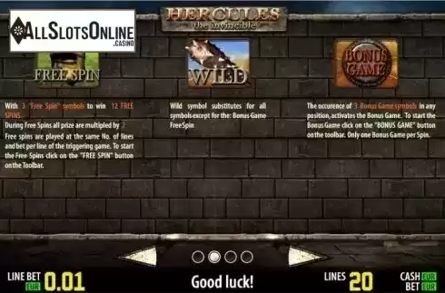 Paytable 2. Hercules HD from World Match