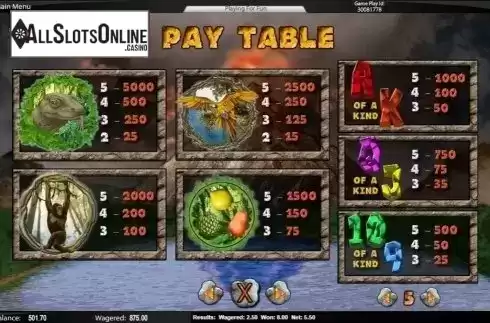 Paytable. Hot Volcano from TOP TREND GAMING