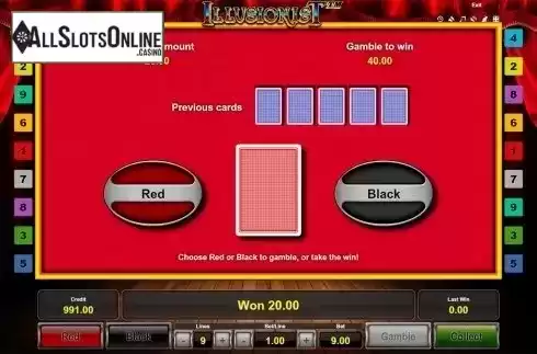Gamble screen. Illusionist from Novomatic
