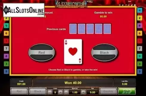 Gamble win screen. Illusionist from Novomatic
