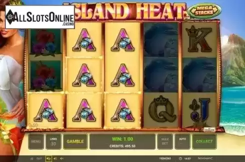 Win Screen. Island Heat from Greentube