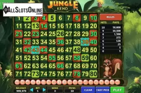 Cash Screen. Jungle Keno from Caleta Gaming