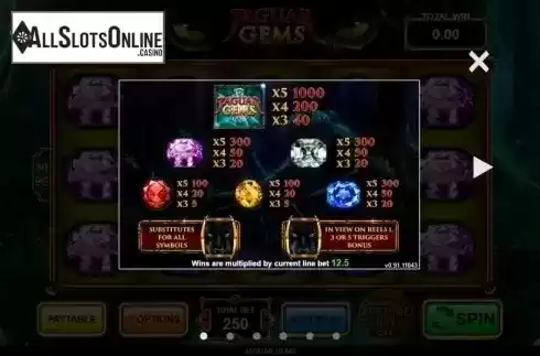 Paytable 1. Jaguar Gems from Inspired Gaming