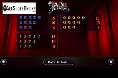Paylines screen 3. Jade Dragon from AGS