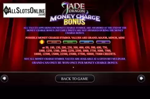 Money bonus screen. Jade Dragon from AGS