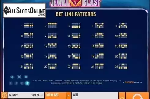 Paytable 4. Jewel Blast from Quickspin