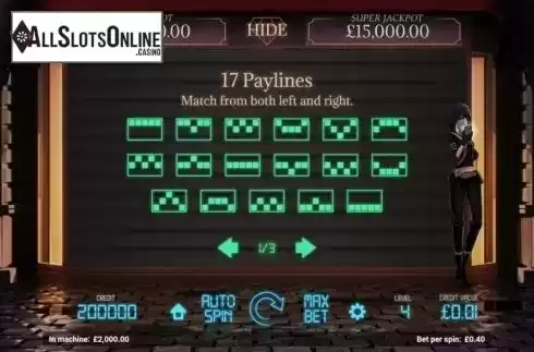 Paytable. Jewel Heist from Magnet Gaming