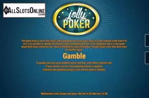 Paytable . Jolly Poker from Fazi
