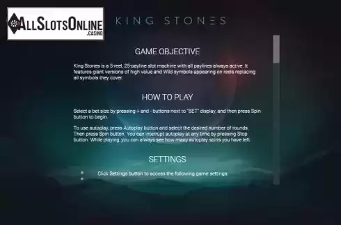 Paytable 1. King Stones from Relax Gaming