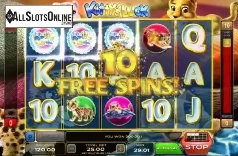 Free Spins Triggered. Kitty's Luck from Xplosive Slots Group