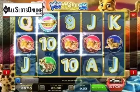 Win Screen. Kitty's Luck from Xplosive Slots Group