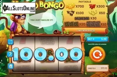 Win Screen 1. Kongo Bongo from Tom Horn Gaming