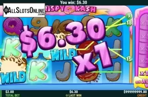 Win Screen. Krispy Kash from Slot Factory