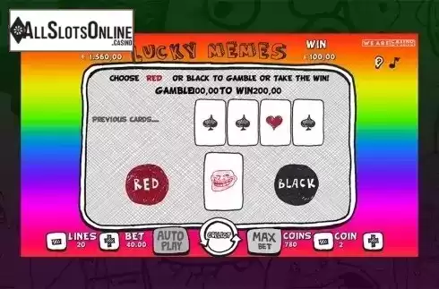 Gamble screen. Lucky Memes from We Are Casino