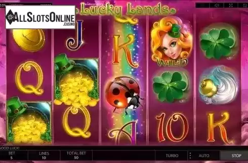 Free Spins Game Workflow screen. Lucky Lands from Endorphina