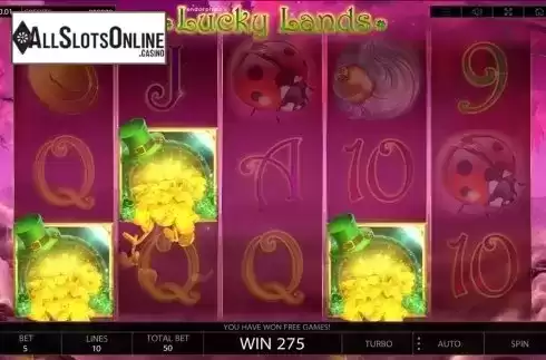 Free Spins screen. Lucky Lands from Endorphina