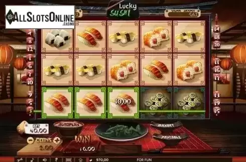 Win Screen. Lucky Sushi from Tuko Productions