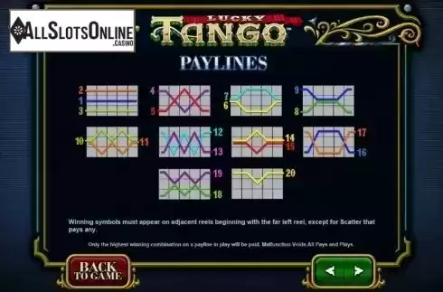 Paytable 2. Lucky Tango from Leander Games