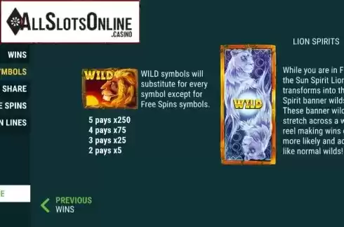 Wilds. Lion Spirit from Slot Factory