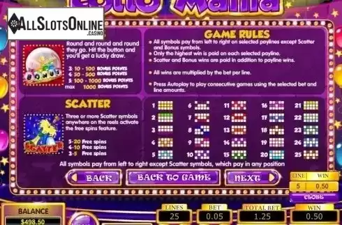 Paytable 2. Lotto Mania from Pragmatic Play