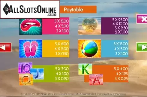 Paytable 4. Love Island™ (Storm Gaming) from Storm Gaming